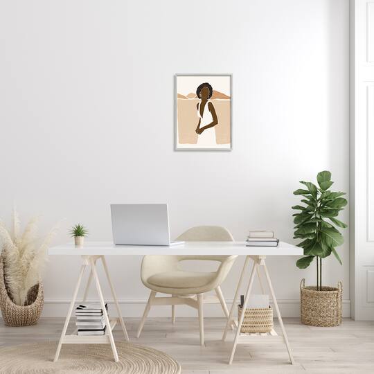 Stupell Industries Woman Standing in Desert Canyon Mountain Landscape Framed Wall Art